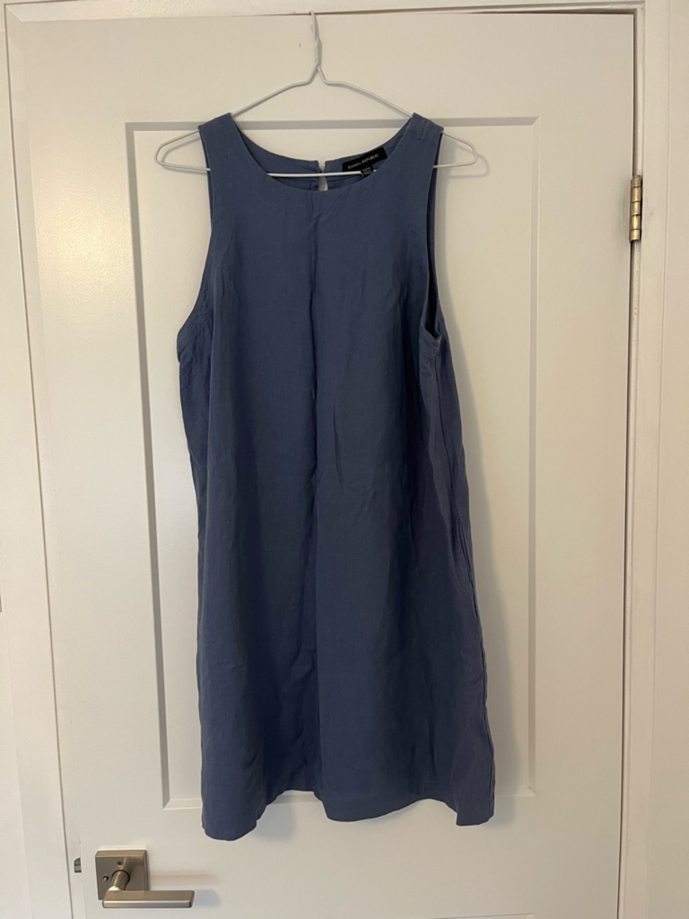 Gap Linen Blend Sleeveless Blue Shift Dress